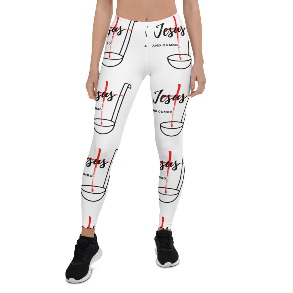 Jesus and Gumbo Leggings (White)