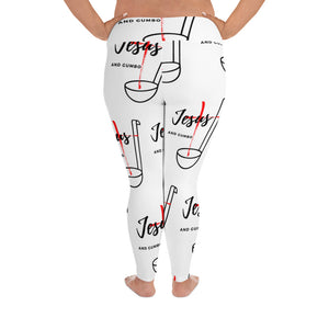 Jesus and Gumbo Plus Size Leggings (White)